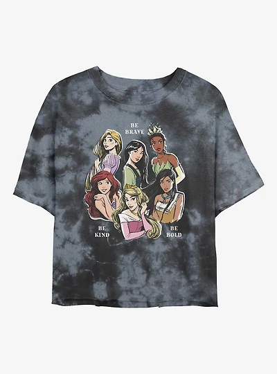Disney Princesses Be Kind Brave Bold Tie-Dye Womens Crop T-Shirt