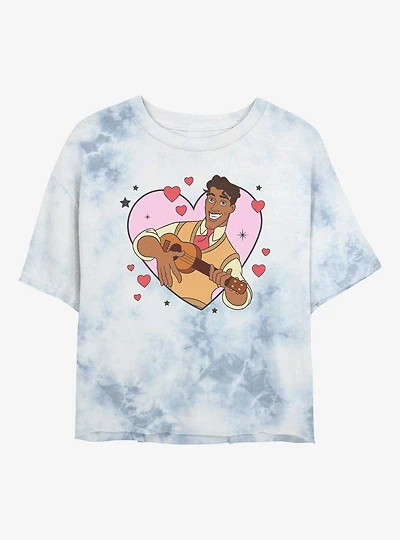 Disney The Princess And Frog Prince Naveen Heart Lockup Tie-Dye Womens Crop T-Shirt