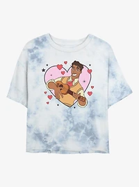 Disney The Princess And Frog Prince Naveen Heart Lockup Tie-Dye Womens Crop T-Shirt