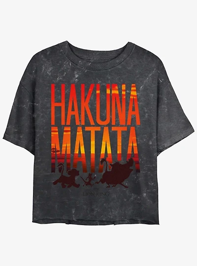 Disney The Lion King Sunset Matata Mineral Wash Womens Crop T-Shirt