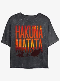 Disney The Lion King Sunset Matata Mineral Wash Womens Crop T-Shirt