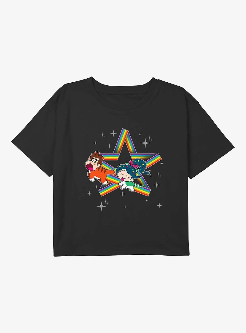 Disney Wreck It Ralph Rainbow Star Youth Girls Boxy T-Shirt