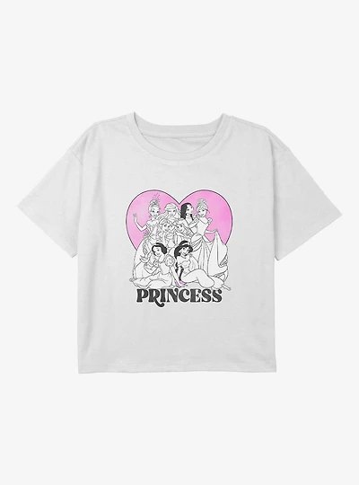 Disney Princesses Heart Youth Girls Boxy T-Shirt