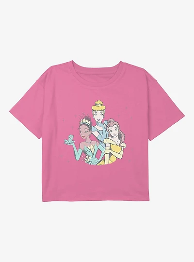 Disney Princesses Three Princess Friends Youth Girls Boxy T-Shirt
