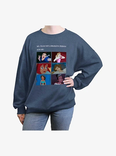 Disney Princesses Princess Drama Meme Womens Oversized Sweatshirt