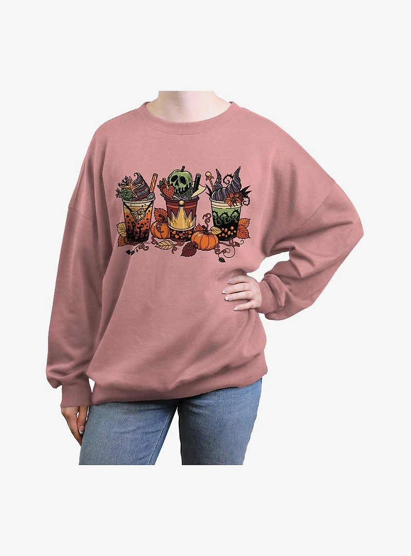 Disney Villains Villain Fall Drinks Womens Oversized Sweatshirt