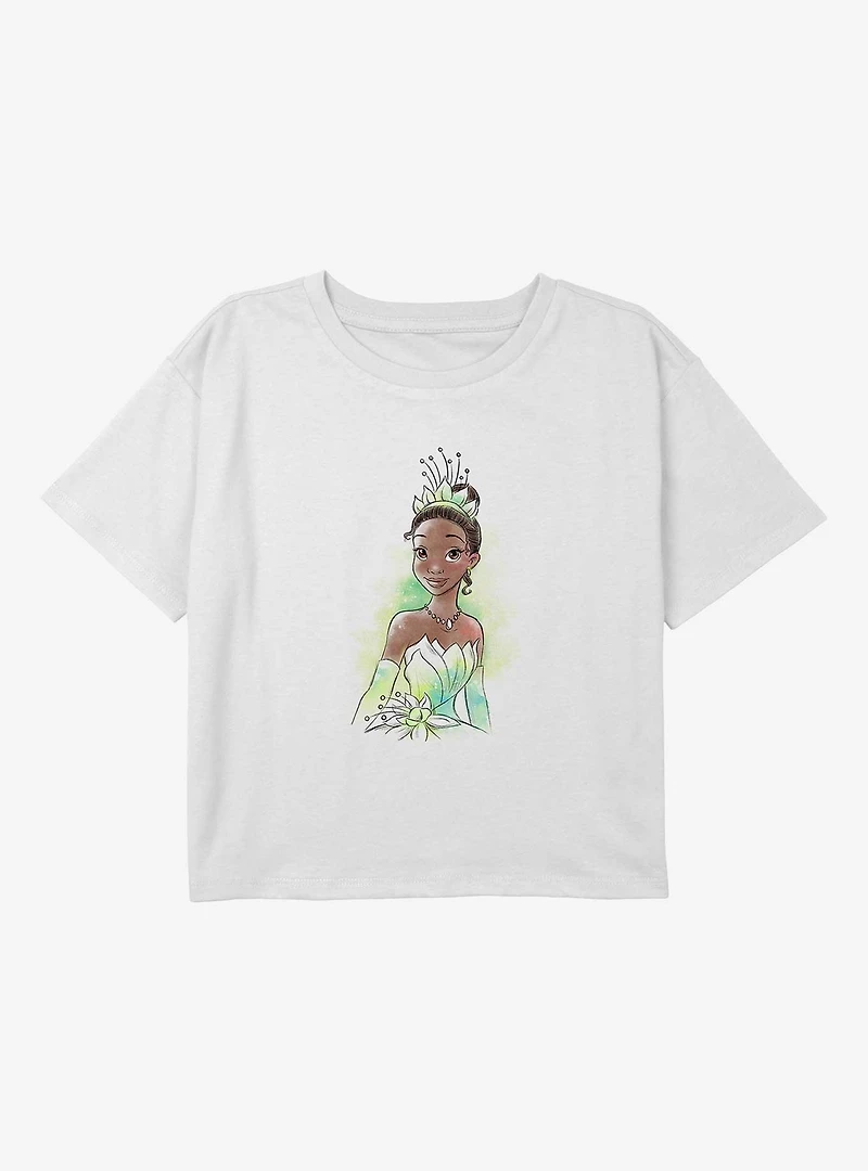 Disney The Princess And Frog Tiana Sketch Youth Girls Boxy T-Shirt