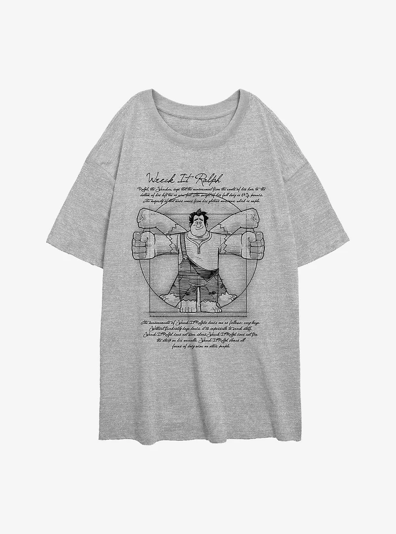 Disney Wreck It Ralph Vitruvian Womens Oversized T-Shirt