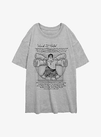 Disney Wreck It Ralph Vitruvian Womens Oversized T-Shirt
