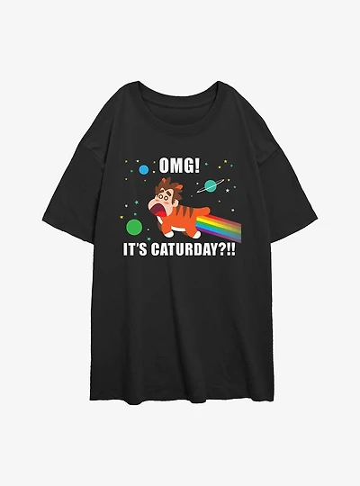 Disney Wreck It Ralph OMG It's Caturday Womens Oversized T-Shirt