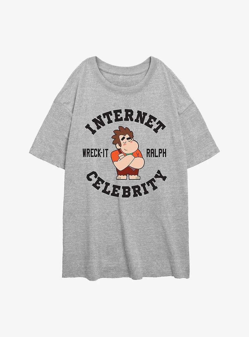 Disney Wreck It Ralph Internet Celebrity Collegiate Womens Oversized T-Shirt