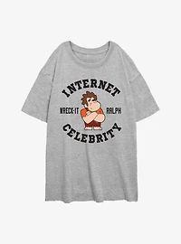 Disney Wreck It Ralph Internet Celebrity Collegiate Womens Oversized T-Shirt