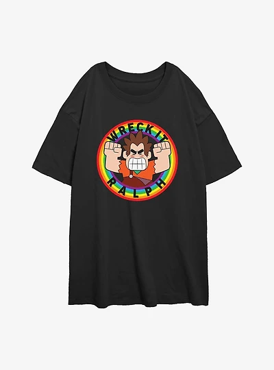 Disney Wreck It Ralph Rainbow Womens Oversized T-Shirt
