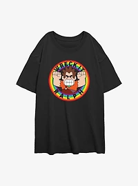 Disney Wreck It Ralph Rainbow Womens Oversized T-Shirt
