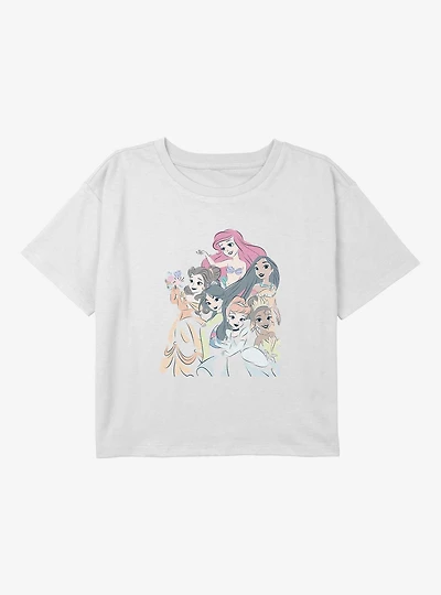 Disney Princesses Oversized Princess Group Youth Girls Boxy T-Shirt