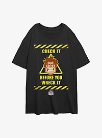 Disney Wreck It Ralph Check Before You Womens Oversized T-Shirt