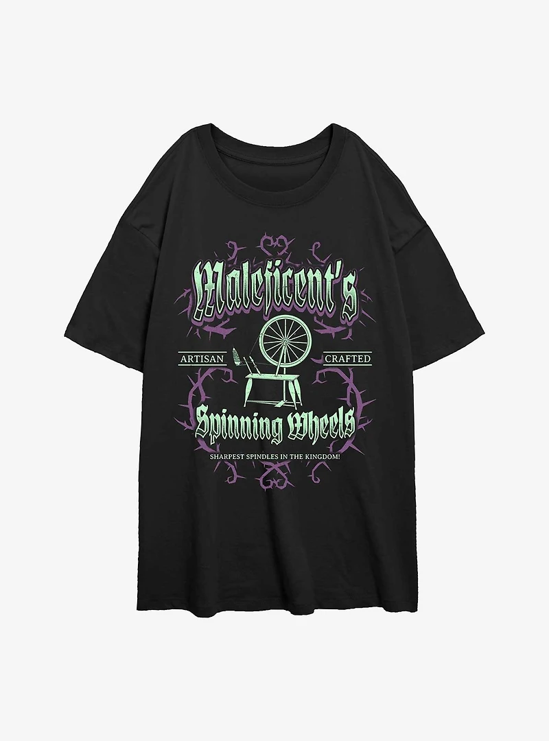 Disney Villains Maleficent Spinning Wheels Poster Womens Oversized T-Shirt