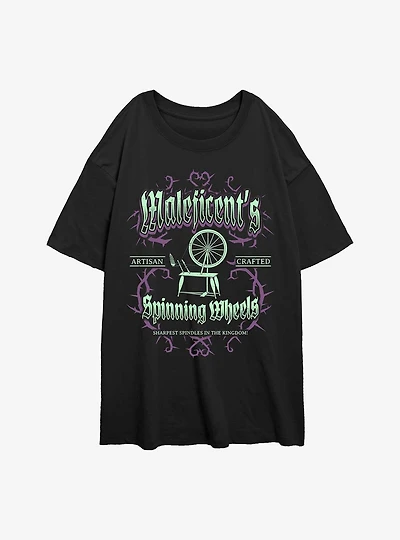 Disney Villains Maleficent Spinning Wheels Poster Womens Oversized T-Shirt
