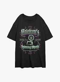 Disney Villains Maleficent Spinning Wheels Poster Womens Oversized T-Shirt