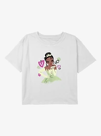 Disney The Princess And Frog Tiana Hearts Youth Girls Boxy T-Shirt