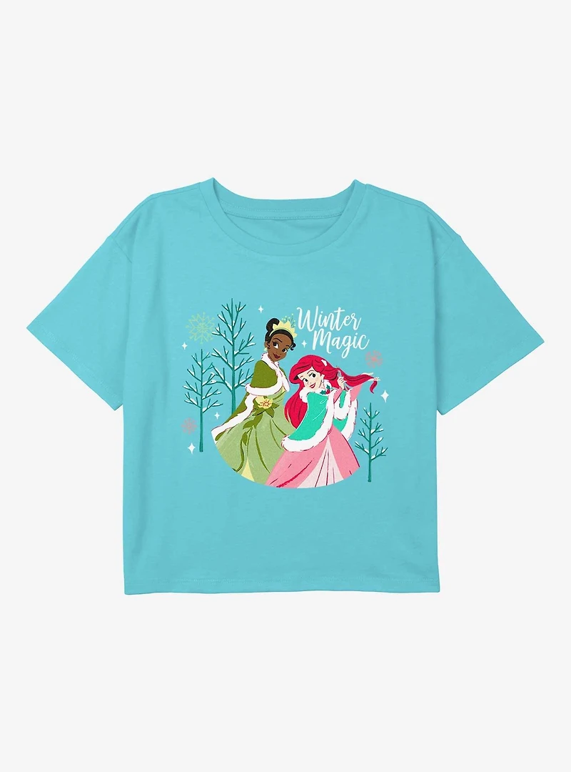 Disney Princesses Winter Magic Youth Girls Boxy T-Shirt