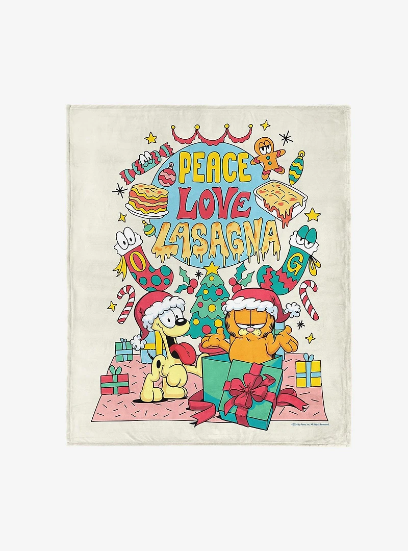 Garfield Peace Love Lasagna 50x60" Silk Touch Throw Blanket