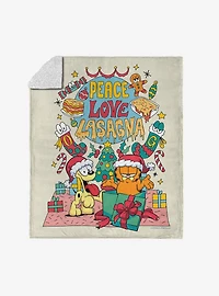 Garfield Peace Love Lasagna Silk Touch Sherpa Throw Blanket