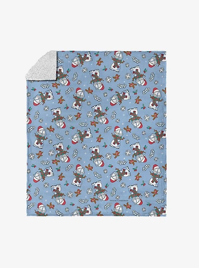 Garfield Snowman Garf Silk Touch Sherpa Throw Blanket