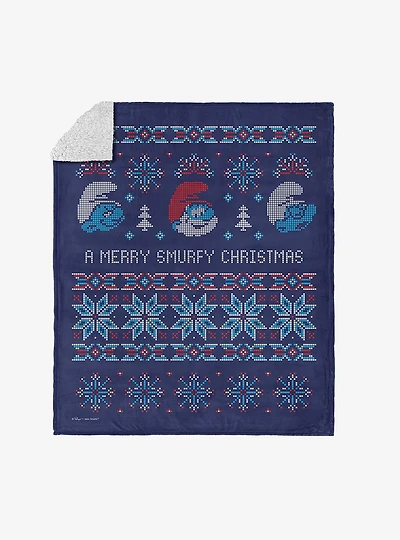 The Smurfs Merry Smurfy Silk Touch Sherpa Throw Blanket