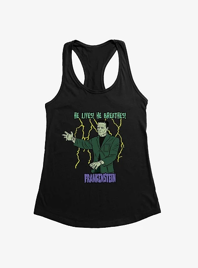 Universal Monsters Frankenstein He Lives Breathes Womens Tank