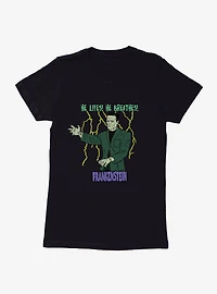 Universal Monsters Frankenstein He Lives Breathes Womens T-Shirt