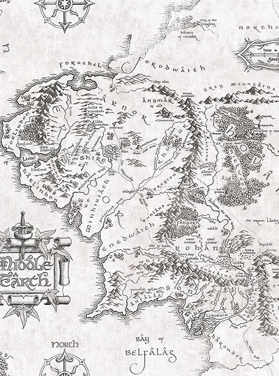 Lord of the Rings Middle Earth Map Peel & Stick Wallpaper