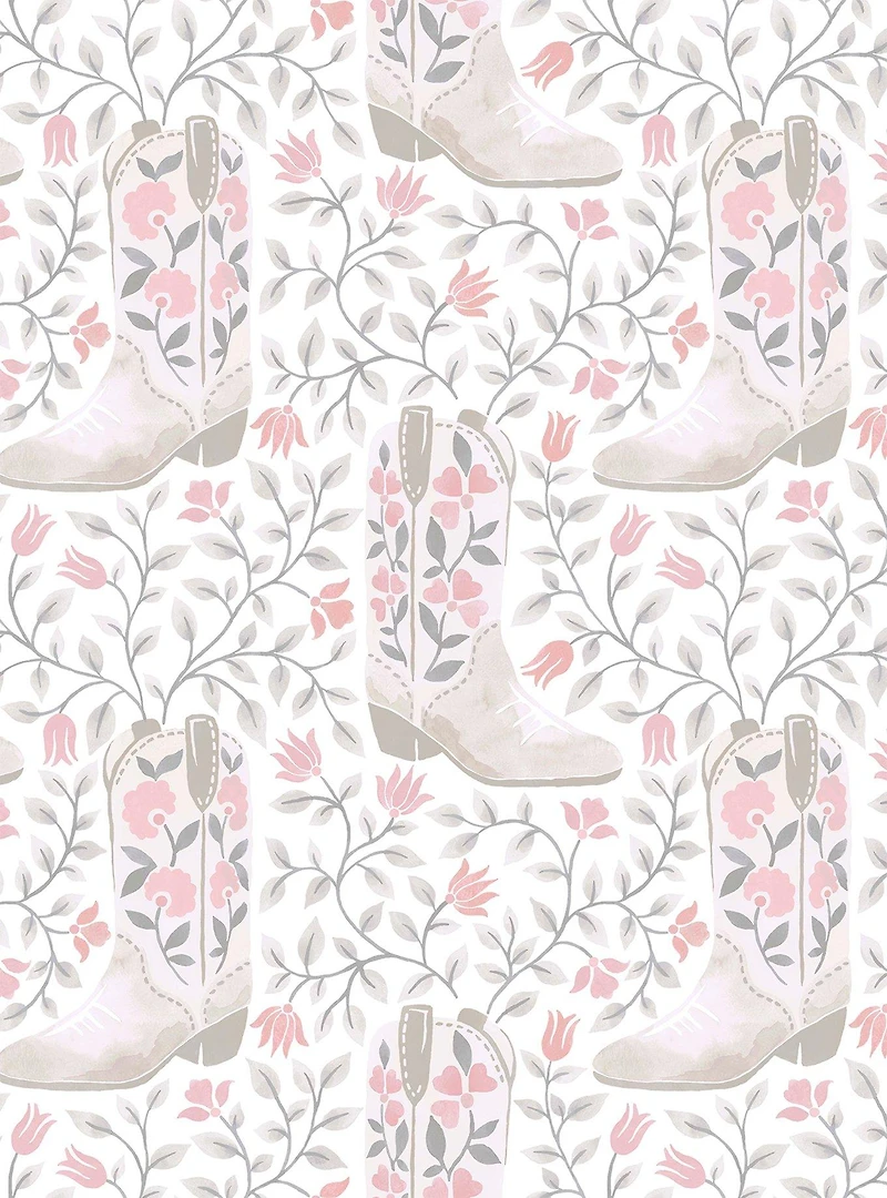 Cowgirl Like Me Pink Peel & Stick Wallpaper