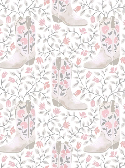 Cowgirl Like Me Pink Peel & Stick Wallpaper