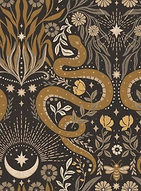 Mystic Serpent Black Gold Peel & Stick Wallpaper