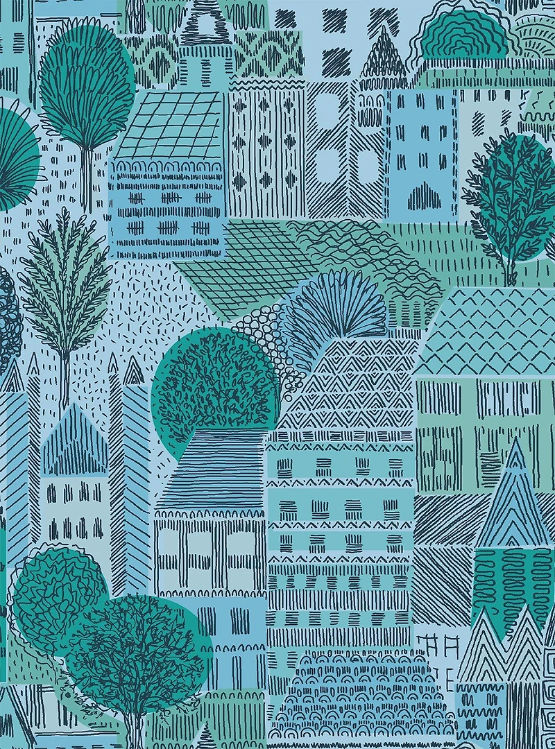 Charming Village Blue Peel & Stick Wallpaper