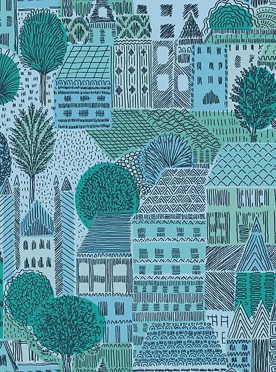 Charming Village Blue Peel & Stick Wallpaper