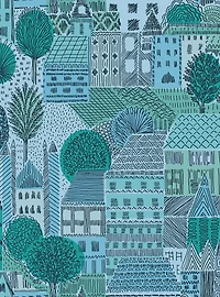 Charming Village Blue Peel & Stick Wallpaper
