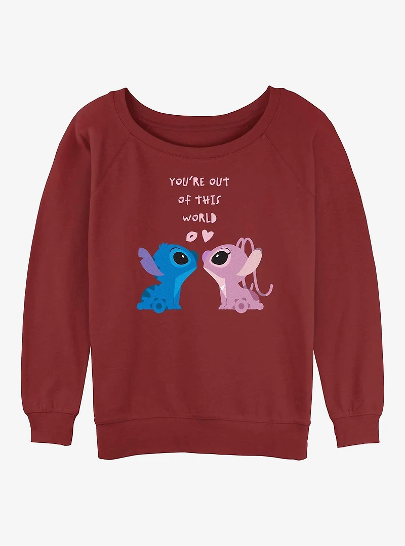 Disney Lilo & Stitch Youre Out Of This World Womens Slouchy Sweatshirt