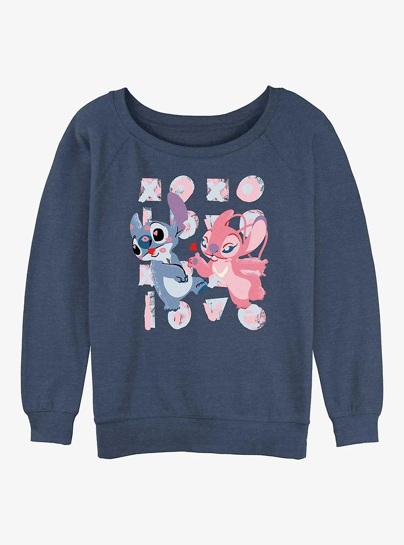 Disney Lilo & Stitch XOXO Love Womens Slouchy Sweatshirt