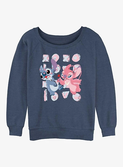 Disney Lilo & Stitch XOXO Love Womens Slouchy Sweatshirt