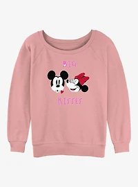 Disney Mickey Mouse and Minnie Big Kisses Womens Slouchy Sweatshirt