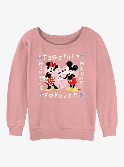 Disney Mickey Mouse and Minnie Together Forever Womens Slouchy Sweatshirt