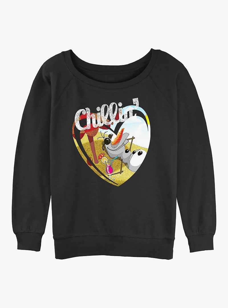 Disney Frozen Chillin Olaf Heart Womens Slouchy Sweatshirt