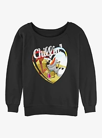 Disney Frozen Chillin Olaf Heart Womens Slouchy Sweatshirt