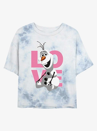 Disney Frozen Love Olaf Tie Dye Crop Womens T-Shirt