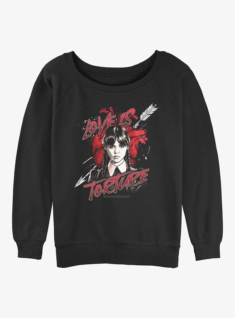 Wednesday Love Is Torture Womens Slouchy Sweatshirt