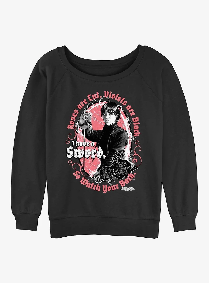 Wednesday Deadly Poem Womens Slouchy Sweatshirt