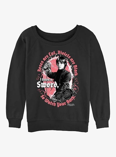 Wednesday Deadly Poem Womens Slouchy Sweatshirt