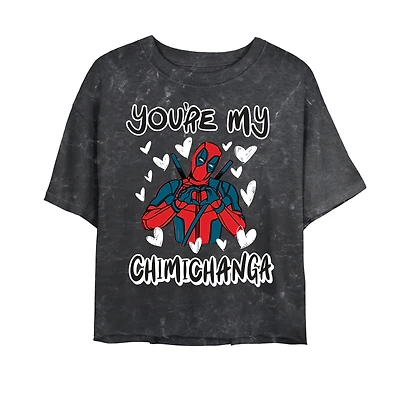 Marvel Deadpool Youre My Chimichanga Mineral Wash Womens Crop T-Shirt